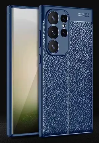 Capinha Galaxy s23 ultra extra fina tpu tipo couro azul