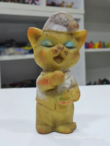Boneco Gatinho de Vinil Antigo 14cm