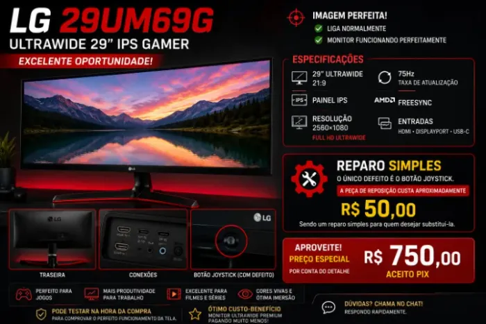 monitor lg 29 polegadas ultrawide ips sua chance !!!