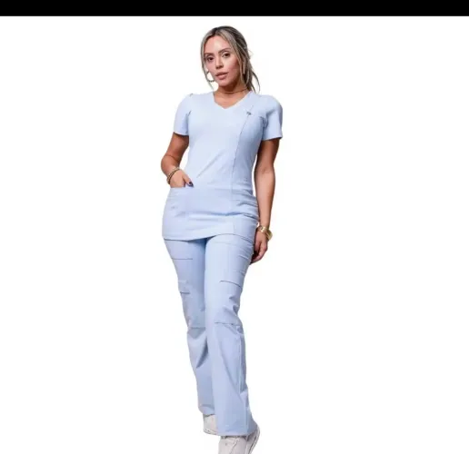 Scrub azul bebê tecido tecnológico