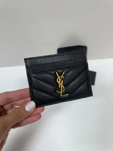 porta cartões ysl preto couro