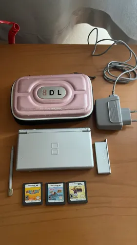 Nintendo Ds Lite Prateado + 3 Jogo Original (Usado)