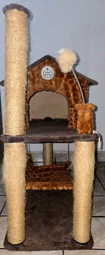 Arranhador Torre com Casinha e Rede São Pet para Gatos