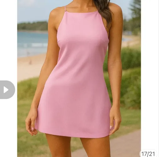 Vestido midi Rosa Tamanho M
