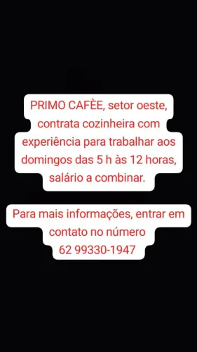Contrata-se cozinheira aos domingos