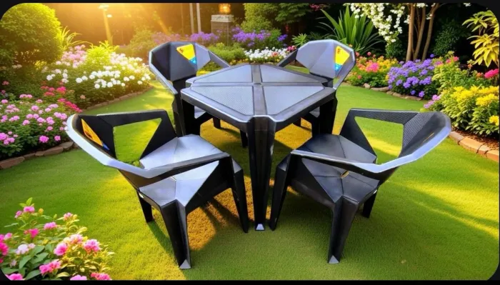 Jogo de mesa e cadeiras plástica Diamond! Suporta 182 Kg.