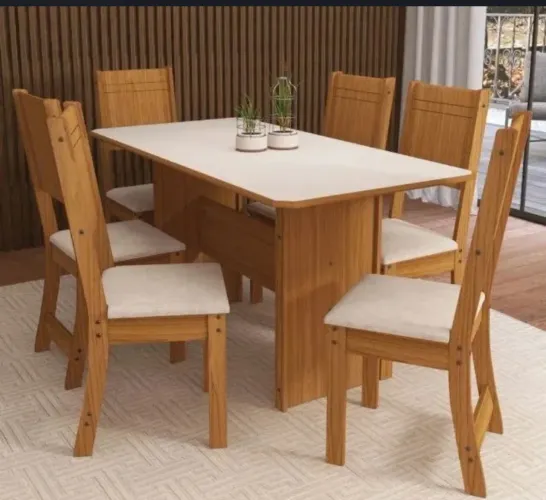 Conjunto de mesa evora com 6 cadeiras
