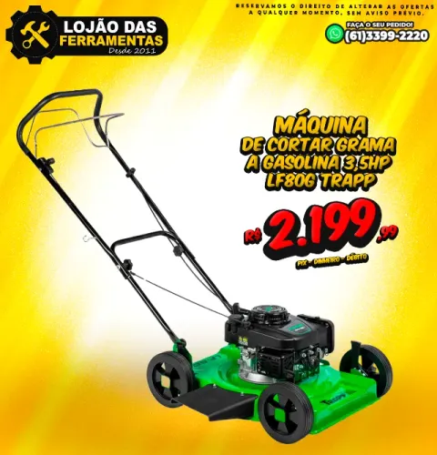 Máquina de Cortar Grama a Gasolina 3,5Hp LF80G Trapp
