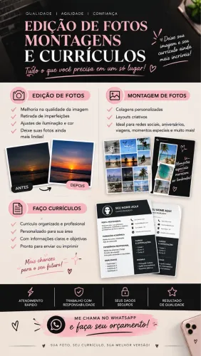 Faço currículo e edito fotos