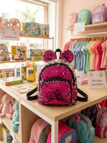 Mini mochila infantil lantejoulas 