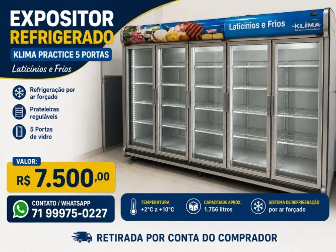 Expositor Refrigerado Klima Practice 5 Portas ? Laticínios e Frios