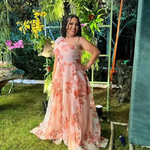 Vestido floral festa, casamento e formatura