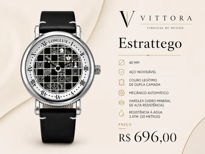 Relógio Masculino - 12 meses de garantia e personalização a laser grátis.