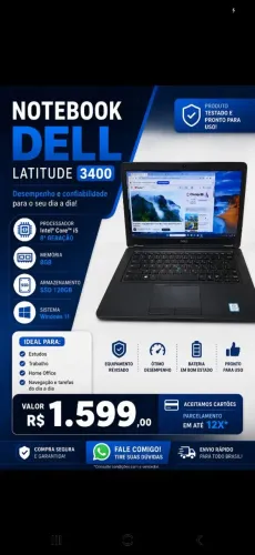 Notebook Dell , i5 da 8 geração, 8gb de memória, ssd 120gb, Windows 11, bateria ok