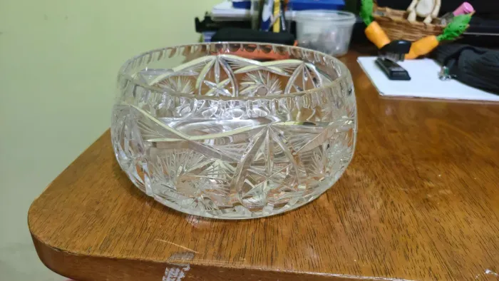 Bowl Cristal Lapidado Vintage 2kg - Kirk Freeport Cayman Islands - 16cm
