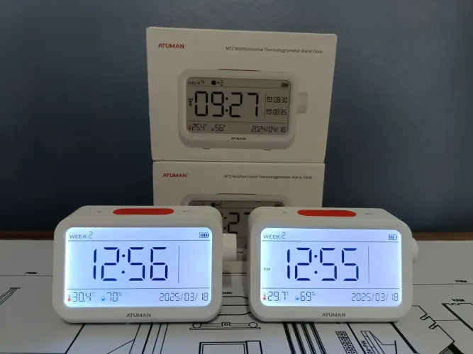 Despertador Xiaomi Relógio Digital Multifuncional ATUMAN MT2 LCD Led Bateria 1800mah