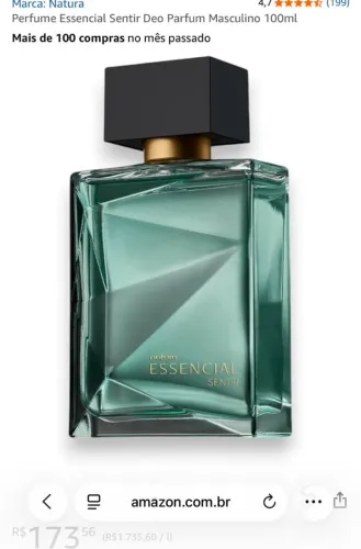 Perfume Essencial Sentir masculino Natura 100ml,novo, lacrado.