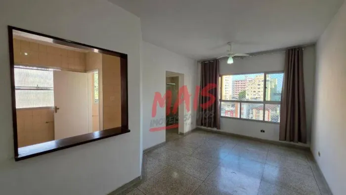 Sala living ampla para 2 ambientes, vista livre para alugar no Gonzaguinha - São Vicente/S