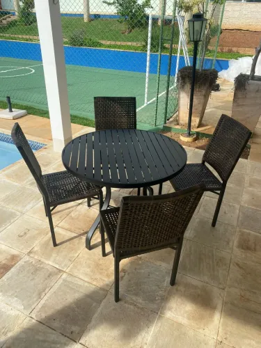 Jogo de mesa alumínio e corda náutica 
