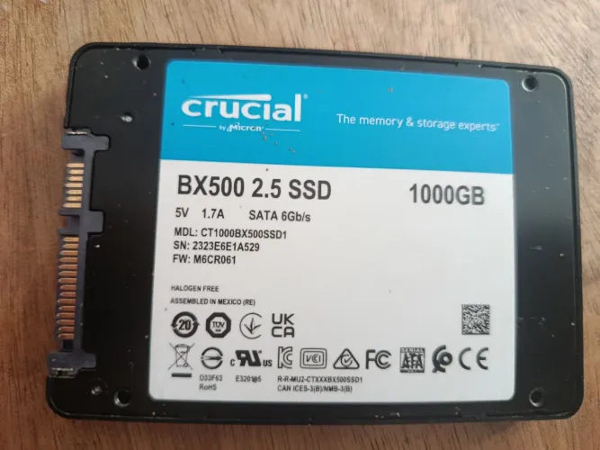Vendo ou troco SSD 1 TeraByte, Crucial x500 SATA, 540 MB/s. Aceito propostas.