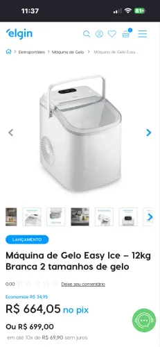 Máquina de gelo elgin, lacrada de fábrica 12 quilos por dia