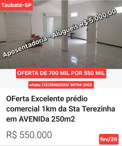 OFerta Excelente prédio comercial 1km da Sta Terezinha em AVENIDa 250m2