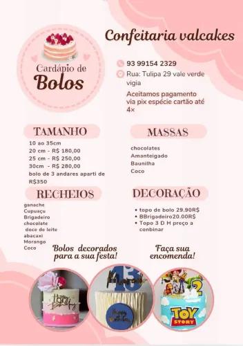 Val cakes confeitaria com amor