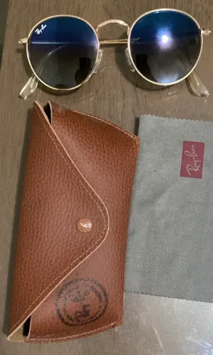 Oculos de Sol rayban dourado azul degrade