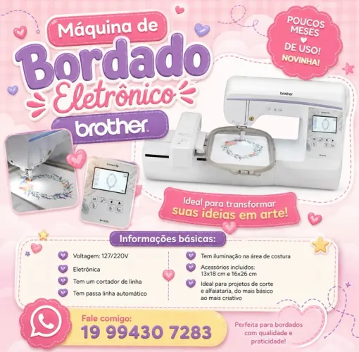 Máquina de bordado eletrônico brother Bp1530l