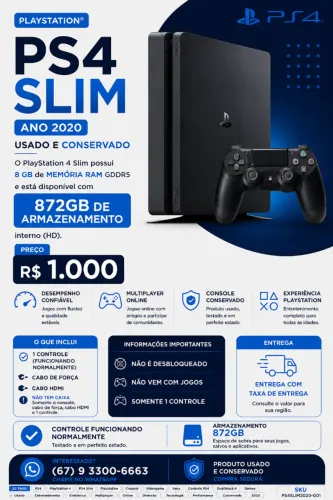 PS4 Slim (2020) + Controle