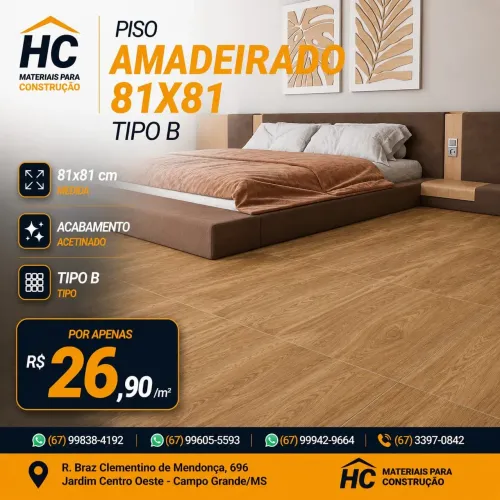 Piso amadeirado 81x81