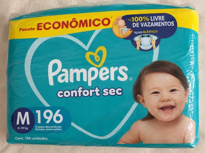 Fralda Pampers Confort Sec M 196 unidades