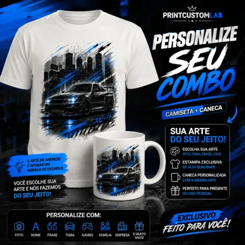 Combo Camiseta + Caneca Personalizada Carro Esportivo JDM |