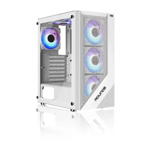 GABINETE GAMER ROUND5 SYNDRA WHITE ATX LATERAL VIDRO (FANS NÃO INCLUSAS) NOVO LACRADO!