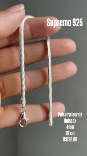 Pulseira lacraia 4mm unissex Prata 925 legítima e nova Acompanha certificado de garantia
