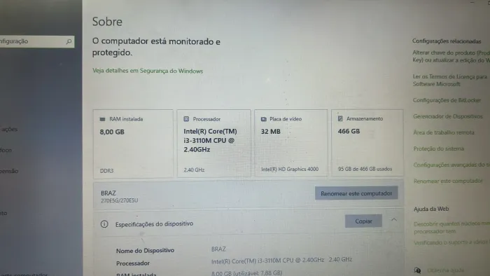 Notebook samsumg Intel i3 8gb de ram bom para estudo