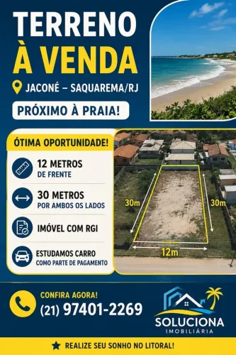 Jaconé (Sampaio Correia) - Saquarema - RJ Terreno 360m2