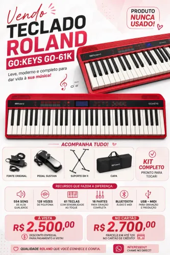 Teclado Roland GO:KEYS GO-61K - NUNCA USADO
