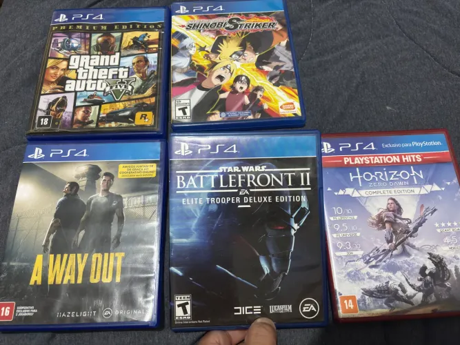 Jogos ps4 (GTA V, Horizon, Naruto, A Way Out)