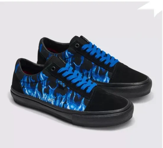 tênis vans old skool foguinho azul 39