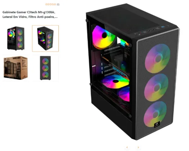 Gabinete Gamer C3tech Mt-g130bk, Lateral Em Vidro, Filtro Anti-poeira, Usb 3.0, Micro Atx 