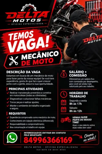 ? VAGA: MECÂNICO DE MOTOS ? DELTA MOTOS