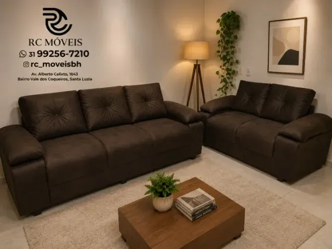 Sofá 2 e 3 Lugares Suede D33 Braço Fofão Confortável Direto da fábrica