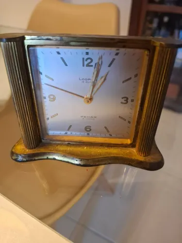 Relógio de Mesa Suíço Antigo Looping 15 Rubis / Pehar - Decoração