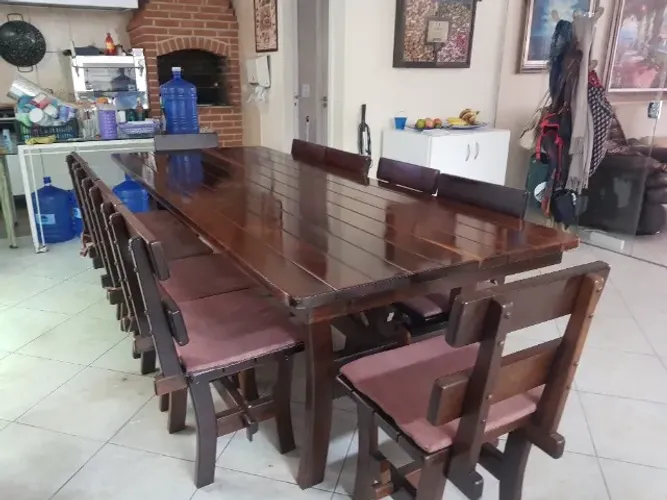Mesa de Jantar de madeira Maciça 2.50 x 1.00 Peroba Rosa