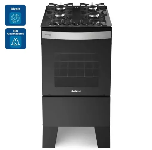 Fogão Itatiaia 4 Bocas Itaglass Plus Preto - Bivolt (menos de 2 meses de uso)