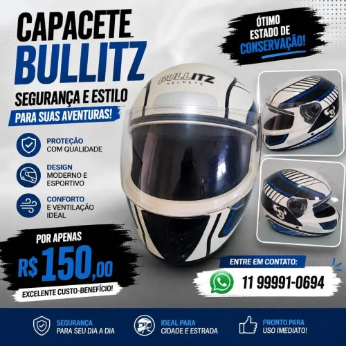 Capacete Azul e Branco, excelente estado