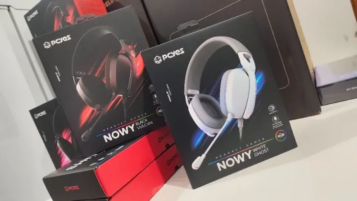 Headset Gamer PCYES Nowy Black Vulkan USB Surround RGB Driver 40mm Microfone Destacável