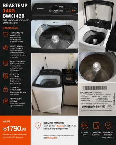 Máquina de Lavar Brastemp 14kg BWK14BB