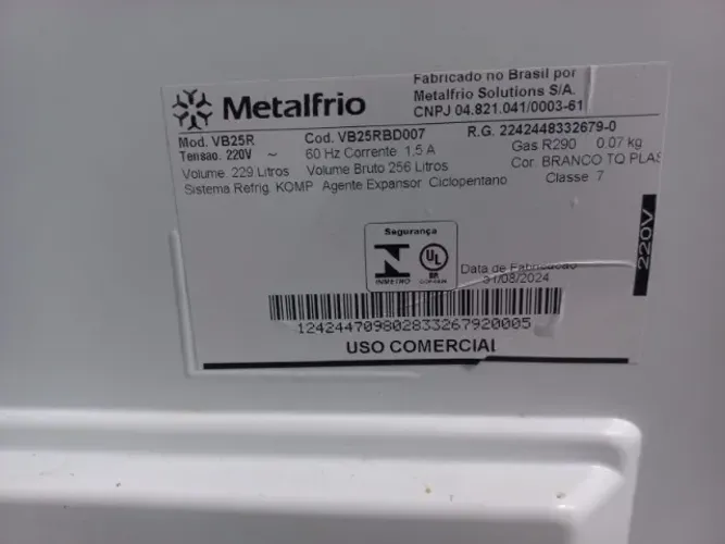 Geladeira Expositora metalfrio vb25rb 256L 220v